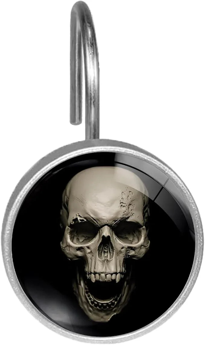 Skull Shower Curtain Hooks Set of 12 Rustproof Metal Shower Hooks for Curtains Rods Shower Curtain Rings for Bathroom Living Room Bedroom Decor - ModernBath