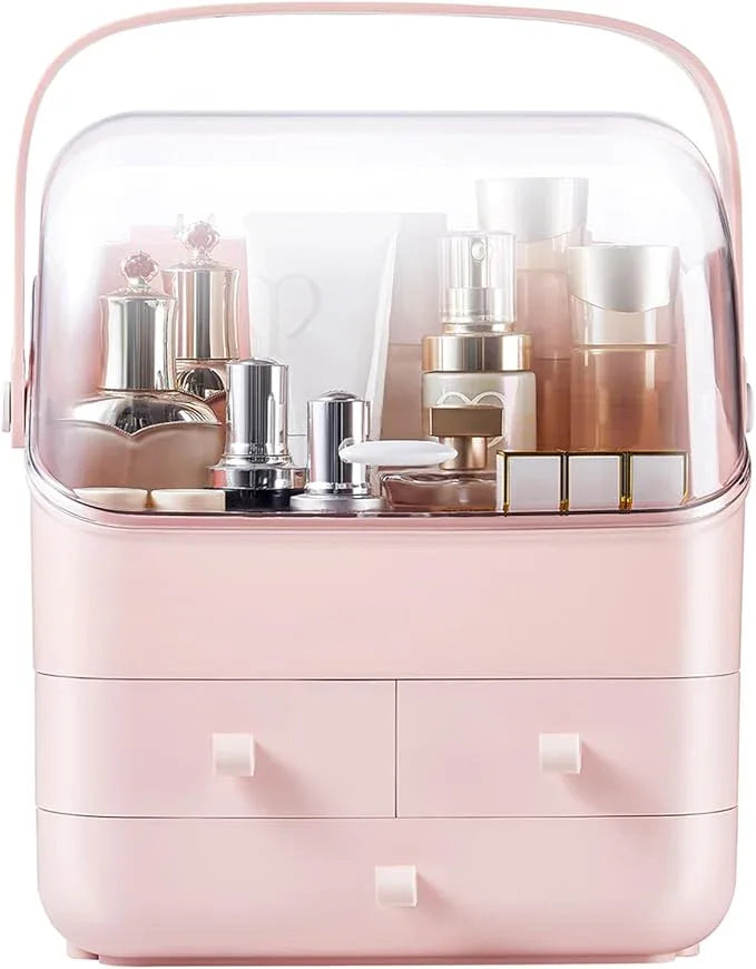 Large Makeup Organizer w Drawers Beauty Organizer Makeup Box Holder Vanity Organization Desk Countertop MakeUp Organizers Bathroom Counter Organizer Skincare Cosmetic Case Stand Dustproof Lid Gift - ModernBath