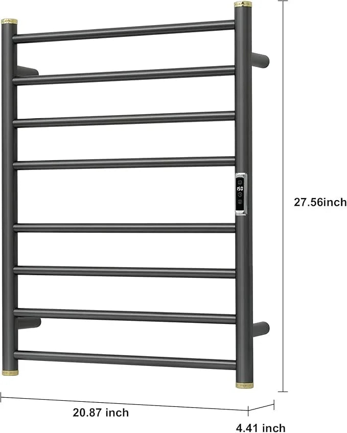 Electric Towel Warmer Rack,Heating Towel Warmer,Timer & Temperature Control,Wall-Mounted Plug-in for Bathroom,Gunmetal Grey,Stainless Steel,8-Bar(27.56x20.87x4.41in) - ModernBath