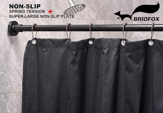 BRIOFOX Shower Curtain Rod 43-73 Inches Matte Black, Rustproof and Non-Fall Down Spring Tension Rod for Window or Bathroom, Stainless Steel - ModernBath