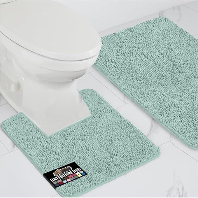GORILLA GRIP Bathroom Rug Sets, Soft Chenille 2 Piece Area Rugs Set, Toilet Base Mat and 30x20 Carpet, Absorbent Microfiber Washable Mats Dry Quickly, Home Décor and Bath Room Accessories, Seablue - ModernBath