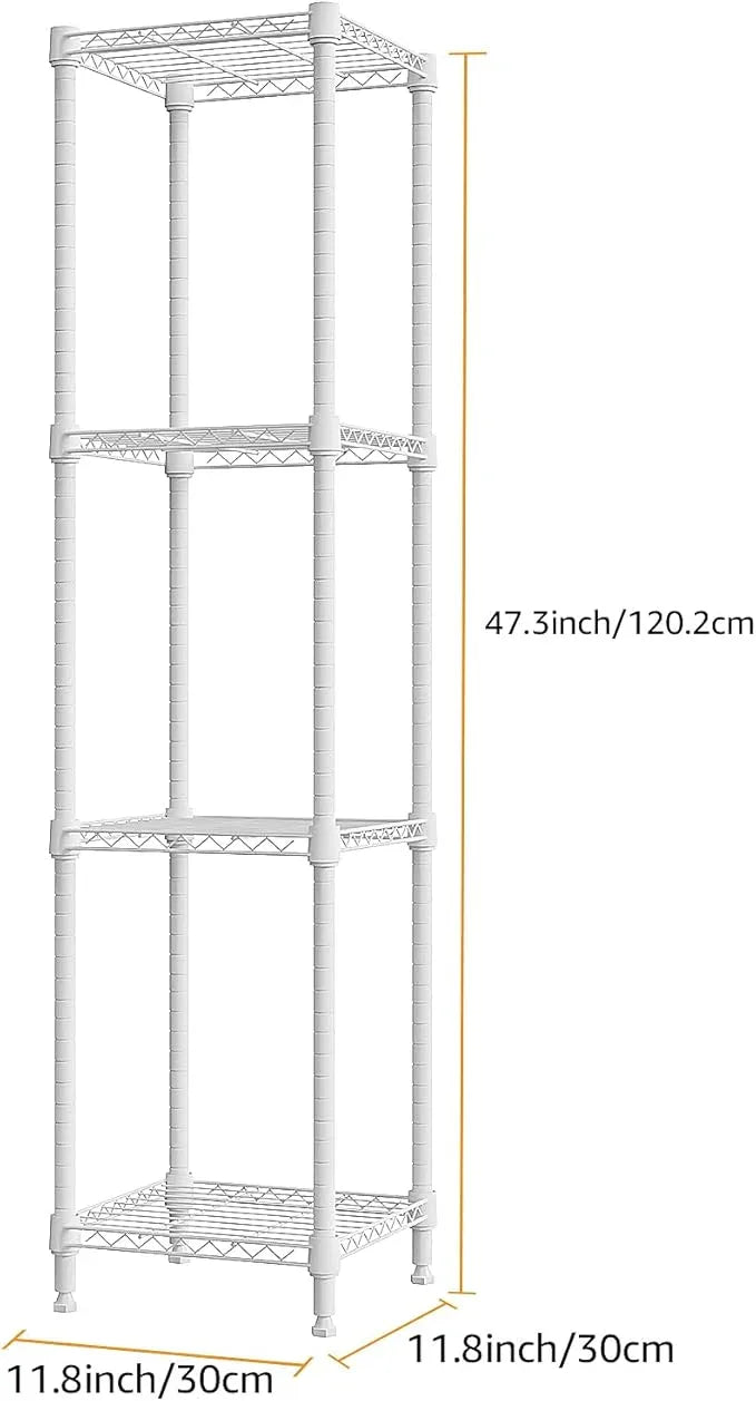 480 lbs Storage Shelves 4 Tier Shelving Units for Storage, Wire Shelving Unit for Closet, Adjustable Shelves for Bathroom Steel Organizer Wire Rack, White 11.8" D x 11.8" W x 47.3" H - ModernBath