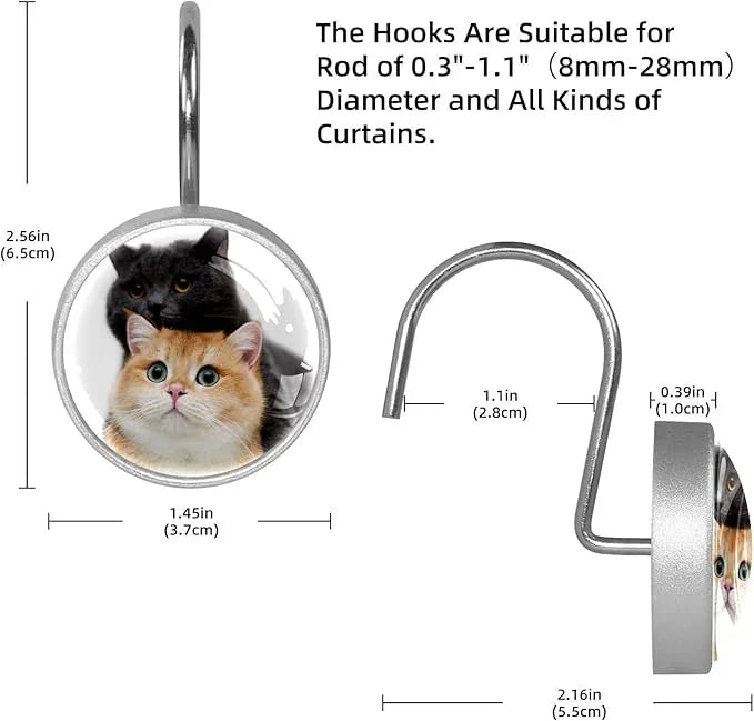 12 Pack Decorative Custom Shower Curtain Hooks, Rust Proof Glass Surface Stainless Steel DIY Liner Rings for Home Kitchen Bedroom Bath Room Rods Decor - ModernBath