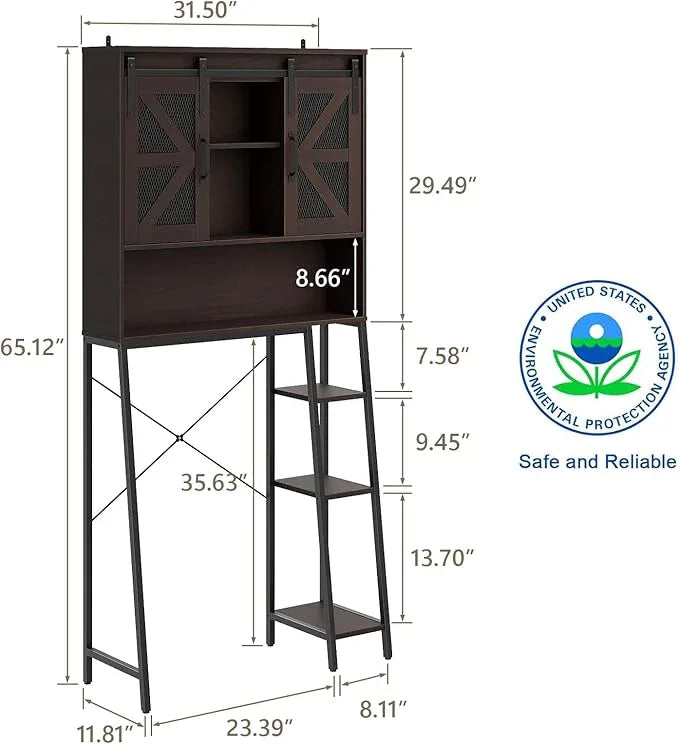 Over The Toilet Storage Cabinet, Farmhouse Storage Cabinet Over Toilet with Sliding Barn Door，Home Space-Saving Toilet Rack, for Bathroom, Restroom, Laundry(Espresso) - ModernBath