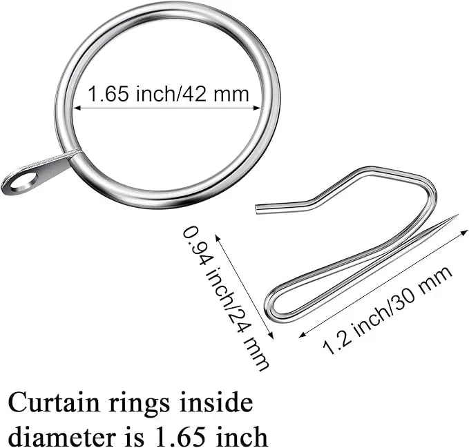 Qunclay 100 Set 1.65 Inch Metal Curtain Rings with Eyelets Curtain Hooks for Drapes and Metal Drapery Pin Drapery Hooks for Window Door Shower Bathroom Rings (Silver) - ModernBath