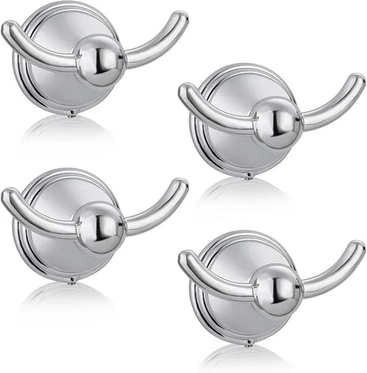 FILTA Bathroom Towel Hooks, Polished Chrome Robe & Towel Hooks for Wall Mounted, Traditional Towel and Robe Hooks for Hanging Towels, Bath Towel Holder for Shower(4 Pack) - ModernBath