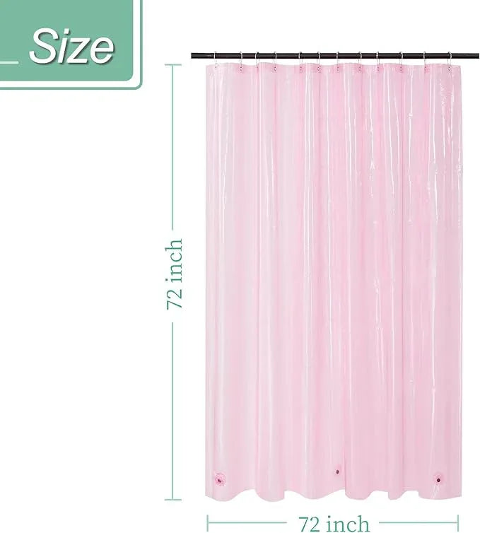 Mrs Awesome Clear Pink Shower Curtain Liner with 3 Magnets, 72x72 Premium Flexible Sturdy Plastic Shower Curtain for Bathroom Lightweight & Waterproof, Clear Pink - ModernBath