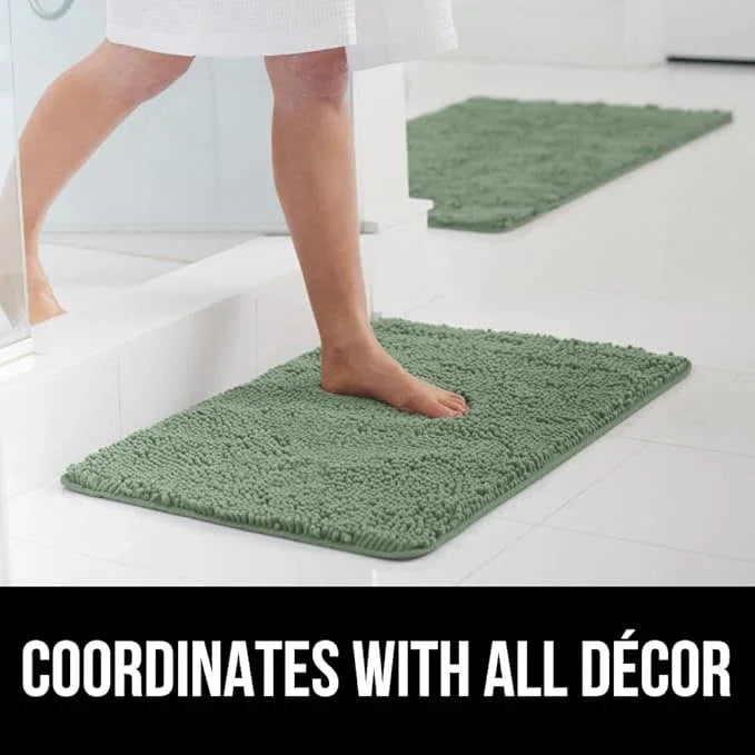 GORILLA GRIP Bathroom Rug Sets 3 Piece, Bath Mat Set and Oval Toilet Base with Rubber Backing, Plush Absorbent Shaggy Chenille Washable Mats, Includes 24x19.5, 24x17 and 30x20 Inch Rugs, Sage - ModernBath