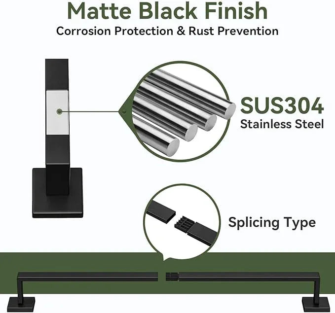 Bubxo 5-Pieces Matte Black Bathroom Hardware Set, 24 Inch Bathroom Towel Bar Set, SUS304 Stainless Steel Bathroom Hardware Accessories Set, Towel Racks for Bathroom Wall Mounted - ModernBath