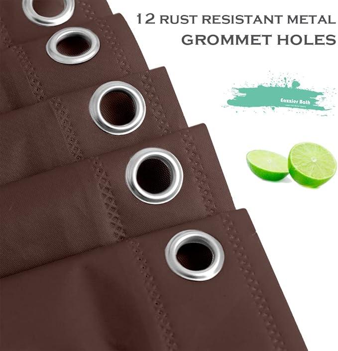 Eazzier Bath Chocolate Plastic Shower Curtain Or Liner, 72x72 Inch Lightweight Brown Plastic Bathroom Shower Showroom Inner Curtain with Rustproof Metal Grommet Holes and Weighted Magnets - ModernBath
