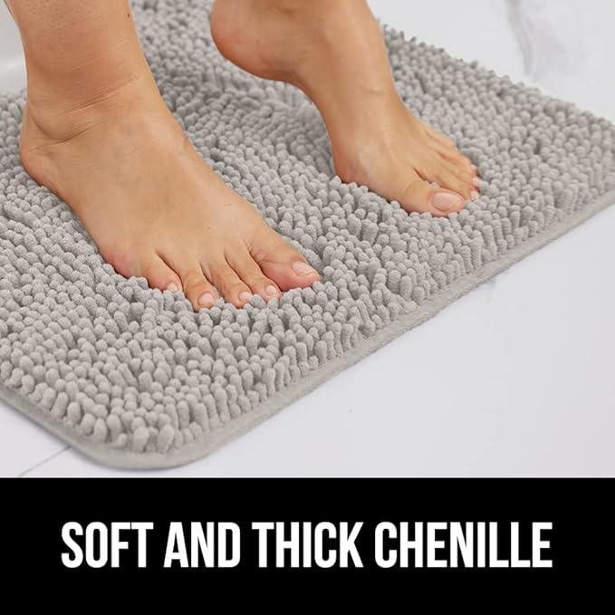 GORILLA GRIP Bathroom Rug Sets, Soft Chenille 2 Piece Area Rugs Set, Toilet Base Mat and 30x20 Carpet, Absorbent Microfiber Washable Mats Dry Quickly, Home Décor and Bath Room Accessories, Light Gray - ModernBath
