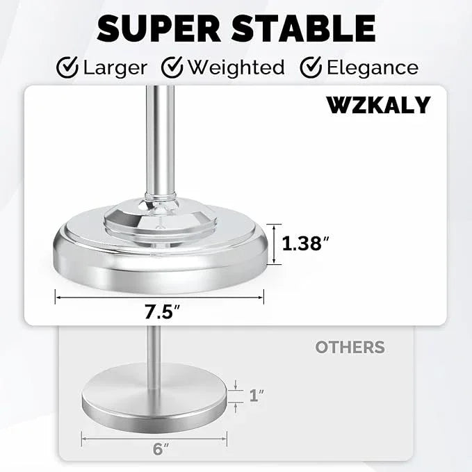 Toilet Paper Holder Stand, Polished Chrome Toilet Paper Holder Free Standing, Post Pivoting Design & Stable Weighted Base SUS304 Stainless Steel for Bathroom(Mega Roll) - ModernBath
