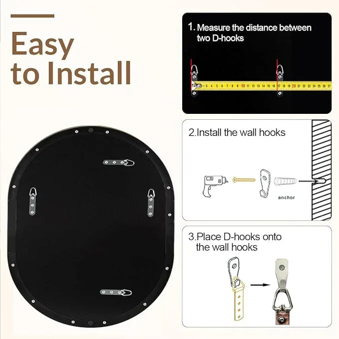 ANDY STAR 30x36'' Oval Mirror, Black Oval Mirror Pill-Shaped Design in Stainless Steel Metal Frame for Bathroom, Entryway, Living Room, Contemporary 1" Deep Wall Mount Vertical or Horizontal - ModernBath