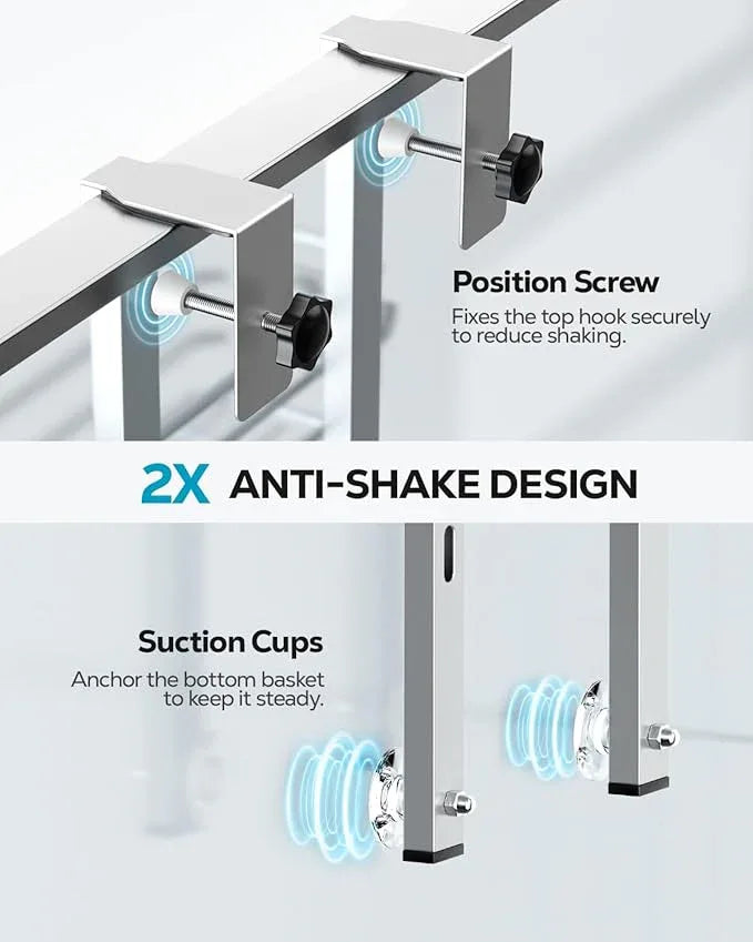 Nieifi Over The Door Shower Caddy Pantry Organizer Rack, Adjustable Hanging Shower Organizer Shelf Basket Storage Rack, Bathroom Shelves Drill Free Extra Large, Silver - ModernBath