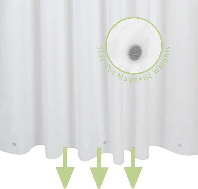 Poposa Shower Curtain Liner, 72" x 72", Waterproof, Transparent, PEVA, Non-Toxic, Odorless, Rust-Proof Metal Rings, 5 G White - ModernBath
