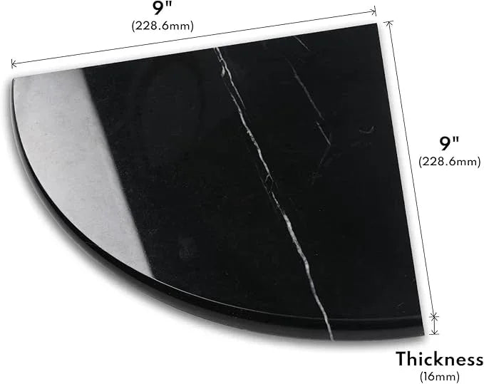 Lovdeco Marble Corner Shelf Wall Mount, Nero Marquina Black Marble Corner Shower Shelf, Polished 9" Round Edge Corner Shelves for Bathroom, Kitchen, Office, Living Room, 1 Piece - ModernBath