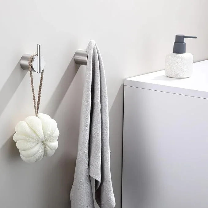 RANDOM Brushed Nickel Towel Hook Round Towel Hooks for Bathrooms Wall Mount Hand Towel Holder SUS304 Stainless Steel Wall Hook Modern Coat Robe Hook 2 Pack.96068-8BS - ModernBath