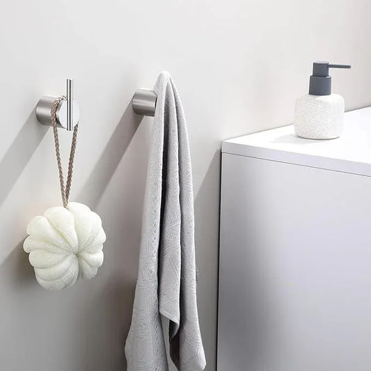 RANDOM Brushed Nickel Towel Hook Round Towel Hooks for Bathrooms Wall Mount Hand Towel Holder SUS304 Stainless Steel Wall Hook Modern Coat Robe Hook 2 Pack.96068-8BS - ModernBath