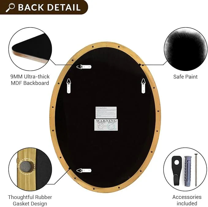 ANDY STAR Gold Oval Mirrors for Bathroom, 22x30 Inch Brushed Gold Stainless Steel Metal Framed Oval Wall Mirror, Modern Vanity Mirror Wall Mount Horizontal or Vertical - ModernBath