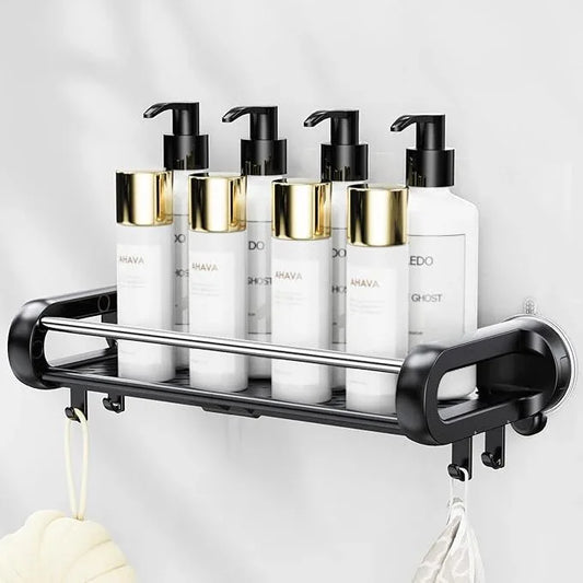 JOTPE Suction Cup Shower Shelf, Removable Shower Caddy Suction Cup with Large Capacity, Storage Suction Powerful Max Hold 22lbs, No Drilling Shelves for Bathroom Storage & Home Decor, Black - ModernBath