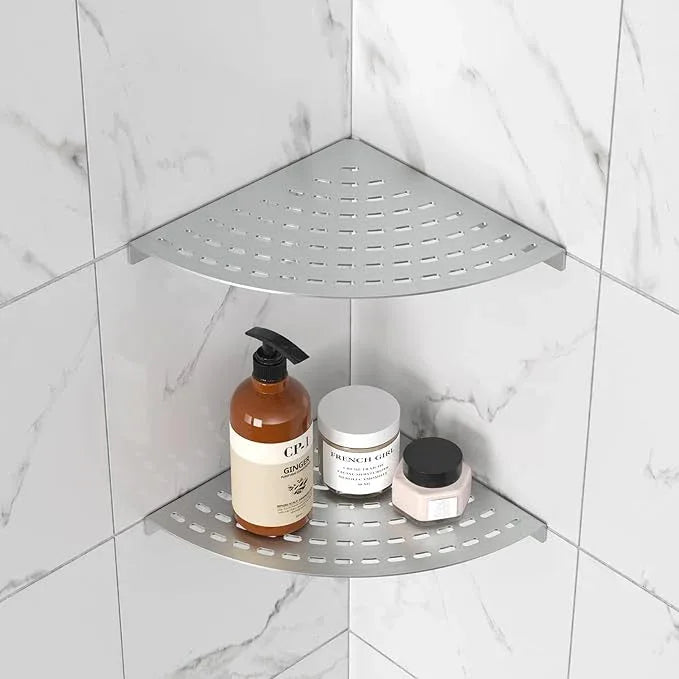 2 Pack Corner Shower Shelves 304 Stainless Steel Shower Corner Shelf Brushed Nickel Bathroom 8 in Prevent Rust Drilling Installation - ModernBath