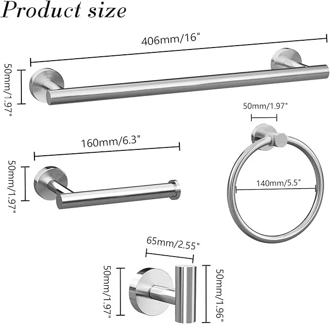 10-Pieces Brushed Nickel Bathroom Accessories Set, Stainless Steel Bathroom Hardware Set, Bath Towel Bar Set, Towel Racks for Bathroom Wall Mounted. - ModernBath
