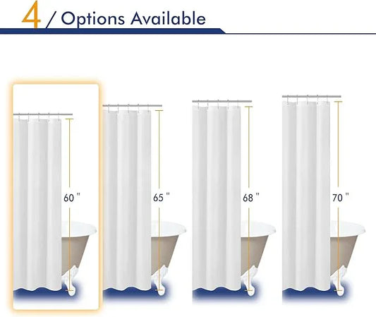 N&Y HOME Short Fabric Shower Curtain Liner 60 inches Long, Hotel Quality, Machine Washable, White Shorter Bathroom Curtains with Grommets, 72x60 - ModernBath