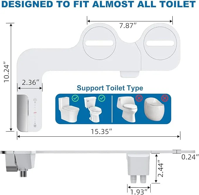 Bidet Attachment for Toilet, Non-Electric Bidet Self-Cleaning Dual Nozzle (Feminine/Rear Wash), Cold Water Bidets Sprayer for Existing Toilets Cover with Adjustable Pressure, Easy to Install, Chrome - ModernBath