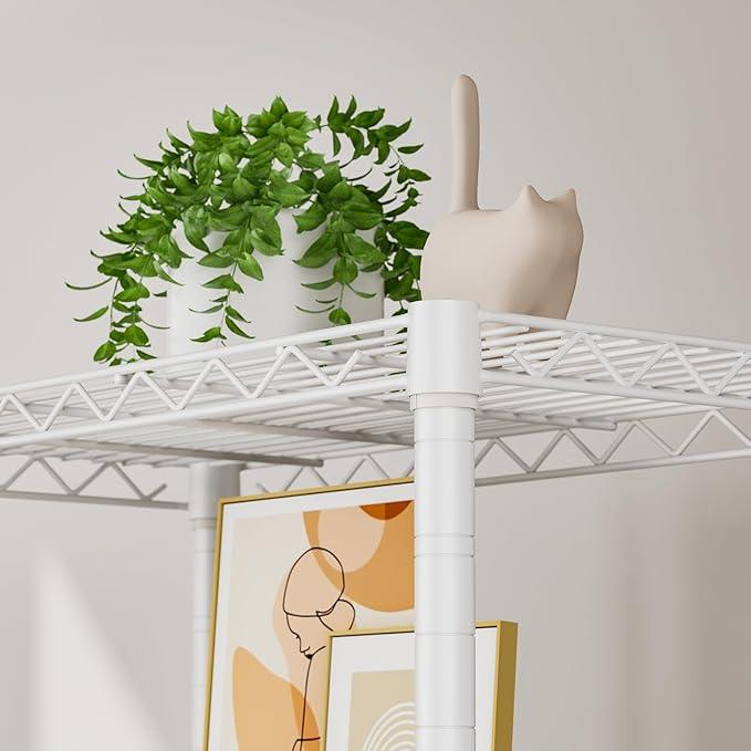 5 tire Shelves Storage Wire Shelving Unit Metal Shelf Adjustable Organizers Storage Shelving with Wheels for Bathroom Laundry Room Kitchen Pantry12”D x 22”W x 69”H White - ModernBath