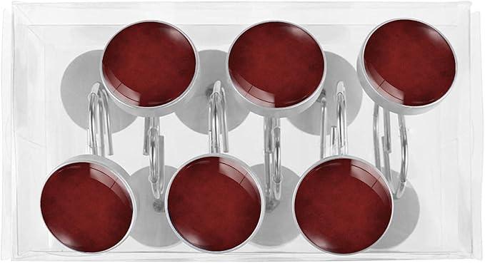 Red Shower Curtain Hooks Set of 12 Rustproof Metal Decorative Shower Hooks for Curtains Rods Shower Curtain Rings for Bathroom Living Room Bedroom - ModernBath