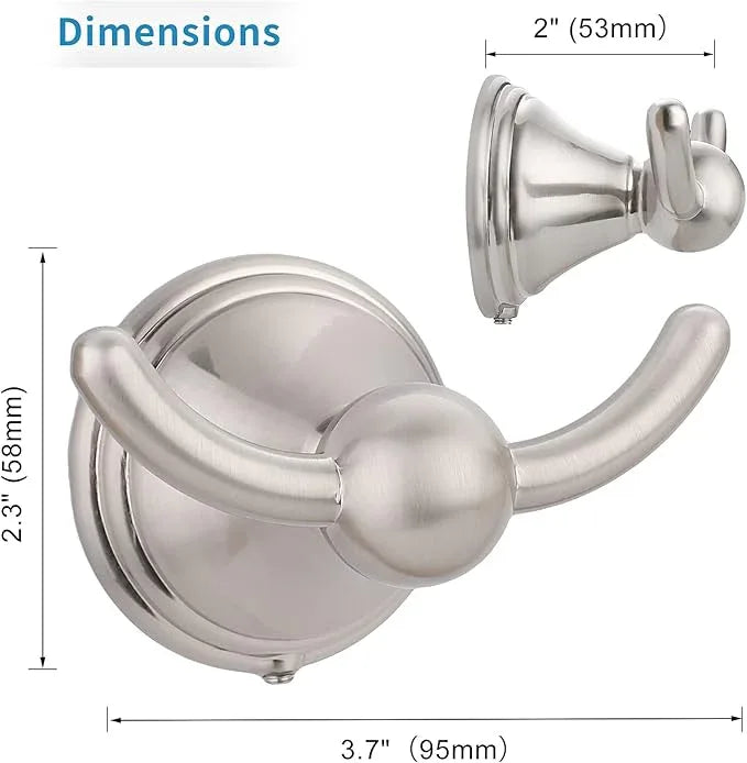 FILTA Bathroom Towel Hooks, Brushed Nickel Robe & Towel Hooks for Wall Mounted, Traditional Towel and Robe Hooks for Hanging Towels, Bath Towel Holder for Shower (4 Pack) - ModernBath