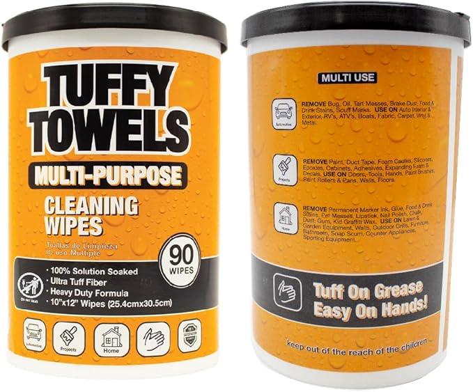 LAUCO Tuffy Scrub Cleaning Wipes – 90 Count (10" x 12") – Heavy Duty & Multi-Purpose Hand and Surface Towels for Industrial, Shop, Auto & Home Use (4 Pack, Multi-Purpose) - ModernBath