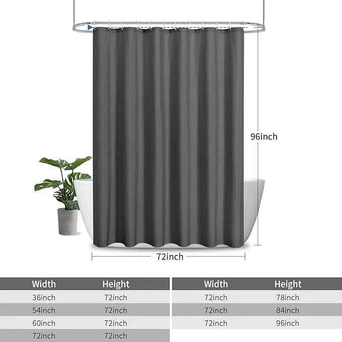 THAIGEE 2-in-1 Waterproof Extra Long Fabric Shower Curtain or Liner,Linen Textured,84 Inch Breathable TPU & Washable Bathroom Shower Curtain Set with 12 Plastic Hooks,Modern,72"x96" Charcoalgrey - ModernBath