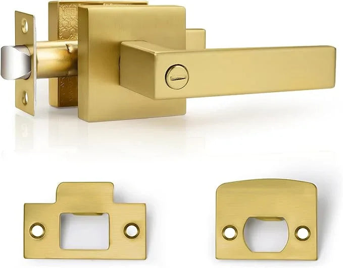 Probrico Gold Privacy Door Handle Lockset Heavy Duty Interior Door Lever for Bedroom Reversible Keyless Handleset Door Knob 1 Pack - ModernBath