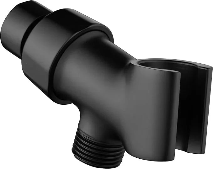 BRIGHT SHOWERS All Metal Handheld Shower Head Holder, Adjustable Shower Arm Mount with 360 Degree Rotatable Brass Ball Joint and Hose Connector, Universal Wall Hook Bracket, Matte Black - ModernBath
