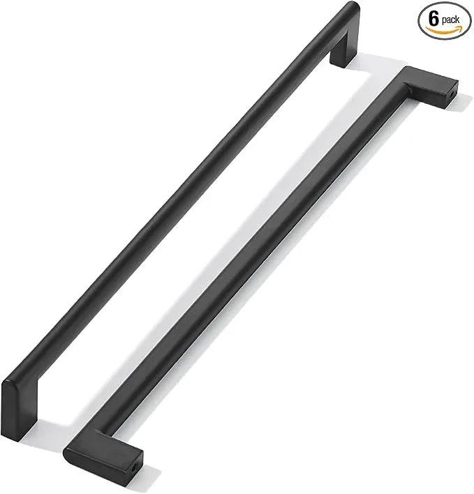 khtumeware 10 Inch Hole Center 6 Pack Matte Black Cabinet Pulls Heavy Duty Solid Kitchen Drawer Handle, Hardware for Bathroom, Drawer, Cabinet, Door Cabinet - ModernBath