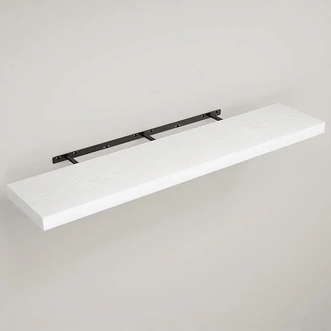 Floating Shelves for Wall, Wall Mounted Rustic Wood Shelves for Bathroom, Bedroom, Living Room, Kitchen, Hanging Shelf for Books/Storage/Room Decor (White 40") - ModernBath