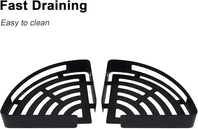 NearMoon Bathroom Shower Caddy 2 Pack, No Drill 304 Stainless Steel Shower Organizer with 2 Hooks (Corner Shelf, Matte Black) - ModernBath