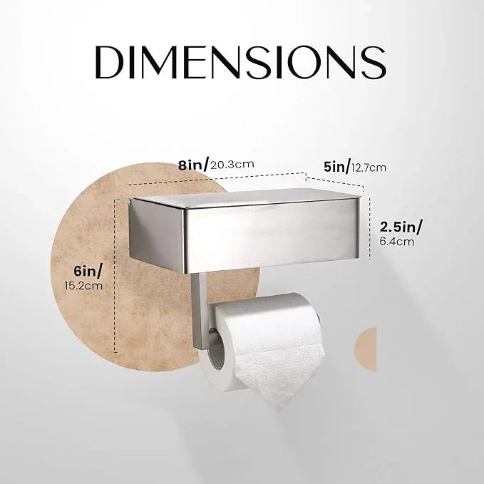 Day Moon™ Brushed Nickel Toilet Paper Holder with Shelf, Wipe Holder for Bathroom, Flushable Wipes Dispenser - Toilet Paper and Wipes Holder, Toilet Paper Holder with Storage - ModernBath