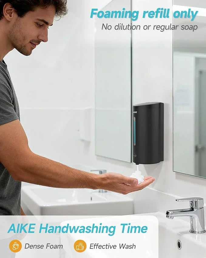 AIKE Wall Mount Automatic Foam Soap Dispenser 25 OZ Commercial Large Capacity Stainless Steel Model AK1205FA(Matte Black) - ModernBath