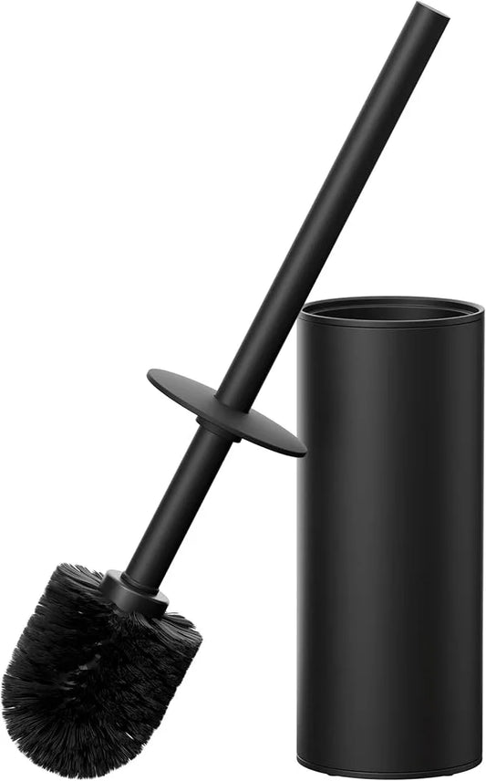 FORIOUS Toilet Brush and Holder Set Black, Heavy Duty 304 Stainless Steel Base and Long Handle Toilet Bowl Cleaners Brush, for Bathroom Storage and Organization, 2 Brush Head - ModernBath