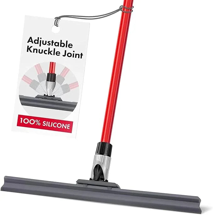 Heavy Duty Floor Squeegee for Concrete and Tile Floor - Silicone Squeegee Broom Floor Scrubber - Large Single Cast Rubber Blade Aluminum Long Handle 360° Swivel Joint - Garage Shower Window Cleaning - ModernBath