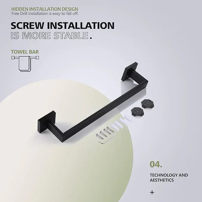 KOKOSIRI 16-Inch Single Towel Bar, Bathroom Kitchen Towel Holder, Wall Mounted SUS304 Stainless Steel Towel Rack, Matte Black, B4003BK-L16 - ModernBath