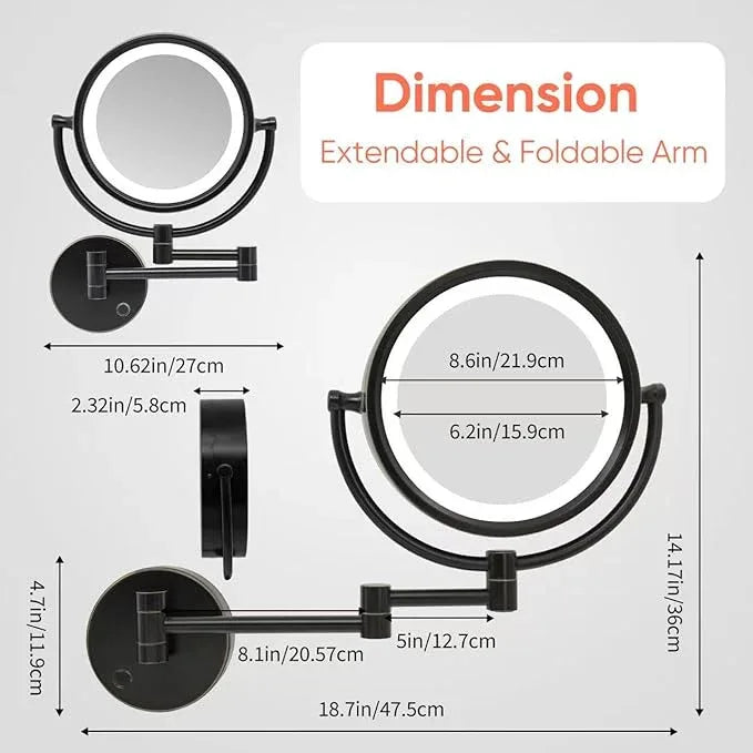 GURUN 8.5" Plug-in Magnifying Makeup Mirror with 3 Tones LED Lights Double Sided Vanity Mirror for Bathroom with 10X Magnification M1809DO (Oil-Rubbed Bronze/10X) - ModernBath
