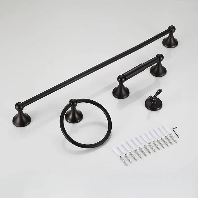 BGL Bathroom Hardware Set, Oil-Rubbed Bronze Adjustable Expandable Towel Bar 4-Piece ORB Bathroom Accessory Set Wall Mounted Robe Hook Toilet Paper Holder Towel Ring Towel Bar - ModernBath