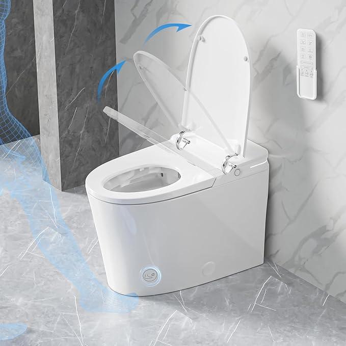 Rivix Ceramic Smart Toilet with Bidet Built In, Bidet Toilet ADA Comfort Height Elongated One-Piece Toilet,Toilet With Bidet 3 Multi-Functional Cleaning Modes Night Light Heated Seat S20 - ModernBath