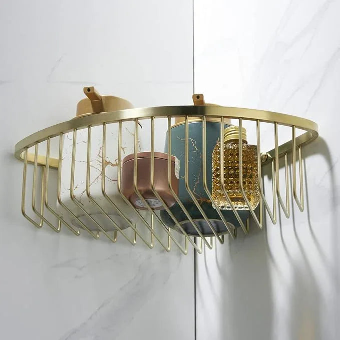 Segistan Corner Shower Caddy Organizer, SUS304 Stainless Steel Heavy Duty Rust-Proof Shelf Organizer, Wall Mounted Storage Rack for Bathroom Kitchen, Brushed Gold - ModernBath