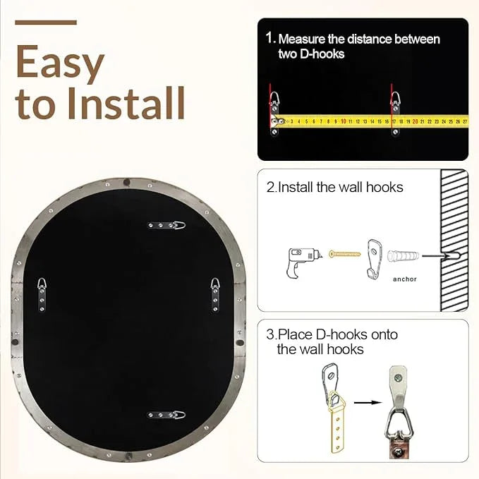 ANDY STAR 30x36’’ Oval Bathroom Mirror, Oval Nickle Mirror Pill-Shaped Design in Stainless Steel Metal Frame for Bathroom, Entryway, Living Room, Contemporary 1" Deep Wall Mount Vertical or Horizontal - ModernBath