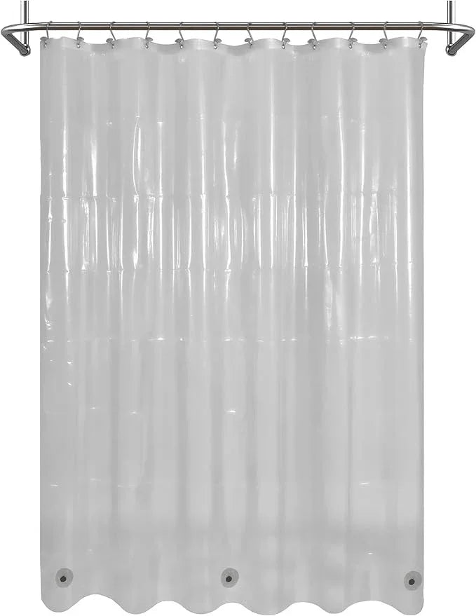 Mrs Awesome Clear Black Shower Curtain Liner with 3 Magnets, 72x72 Premium Flexible Sturdy Plastic Shower Curtain for Bathroom Lightweight & Waterproof, Clear Black - ModernBath