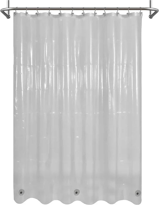 Mrs Awesome Clear Black Shower Curtain Liner with 3 Magnets, 72x72 Premium Flexible Sturdy Plastic Shower Curtain for Bathroom Lightweight & Waterproof, Clear Black - ModernBath